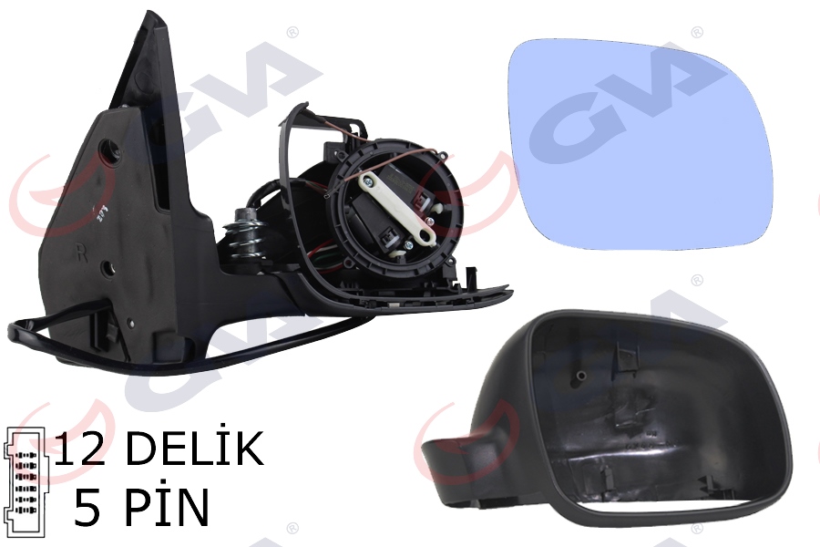 181944040 DIŞ DİKİZ AYNASI SAĞ POLO 05 ELEKTRİKLİ ISITMALI KONVEKS 5 FİŞ VM-377EHR 6Q1857508P-6Q1857508AE9B9