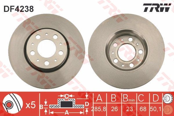 234222605 ON FREN DISK AYNA VOLVO S60 I 2.0 T -2.4 00 10 V70 II 2.4 05 08 XC90 I D3 / D5 09 14 30636074-30736406-31423325-30636074