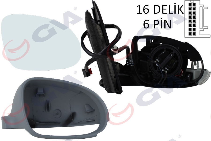 242652523 DIŞ DİKİZ AYNASI SAĞ POLO 05 ELEKTRİKLİ ISITMALI KONVEKS 5 FİŞ VM-377EHR 6Q1857508P-6Q1857508AE9B9