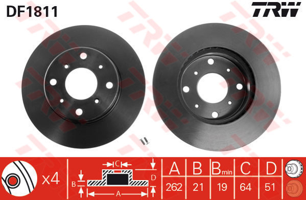 265139474 x ÖN FREN AYNASI TRANSİT 91-94 -TOURNEO 94-00 T15 270x24.3x5DLxHAVALI 5025611-5029816-95VX1125BA