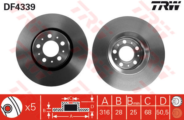 367753943 ON FREN DISK AYNA VOLVO S60 I 2.0 T -2.4 00 10 V70 II 2.4 05 08 XC90 I D3 / D5 09 14 30636074-30736406-31423325-30636074