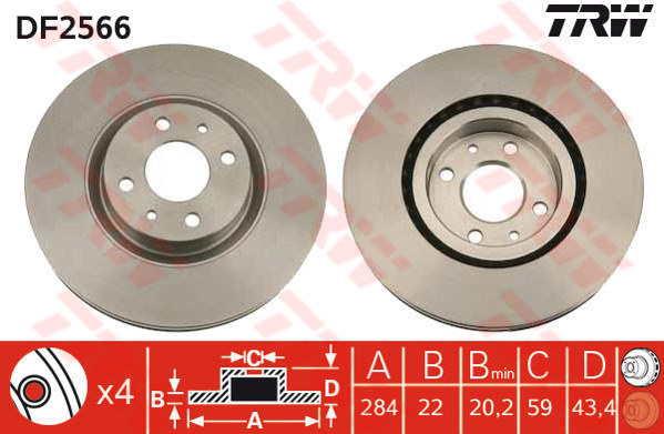 408069909 ON FREN DISKI TEMPRA-TIPO-MAREA-BRAVA-BRAVO 96 ALFA ROMEO 145-146 LANCIA DELTA-YPSILON 257x12x4DL 46820655-71738373-7663466-46554302