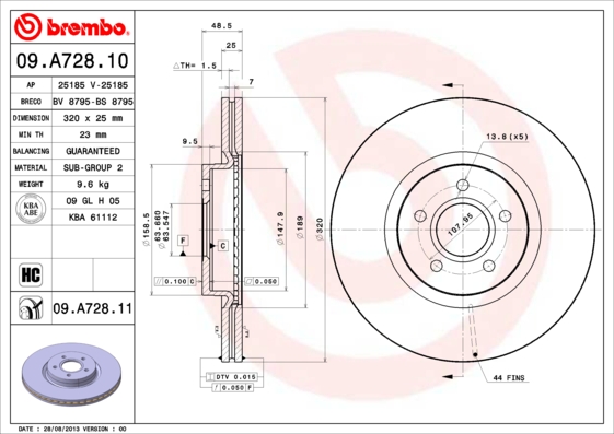 433265090 ON FREN DISK AYNA VOLVO S60 I 2.0 T -2.4 00 10 V70 II 2.4 05 08 XC90 I D3 / D5 09 14 30636074-30736406-31423325-30636074