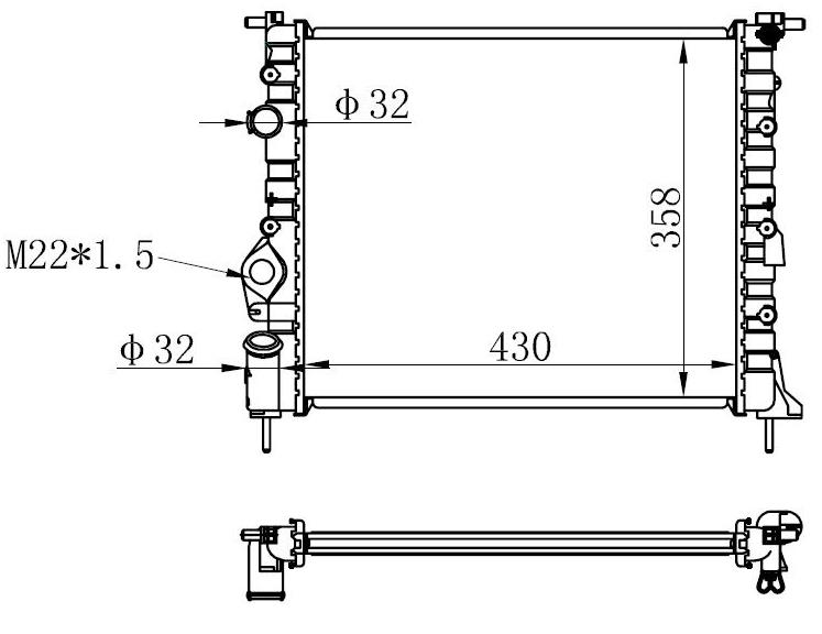 443950634 RADYATÖR VECTRA C-SIGNUM 1.6-1.8 16V 02 AC KLİMASIZ MEK 650x415x23 1300244-24418338