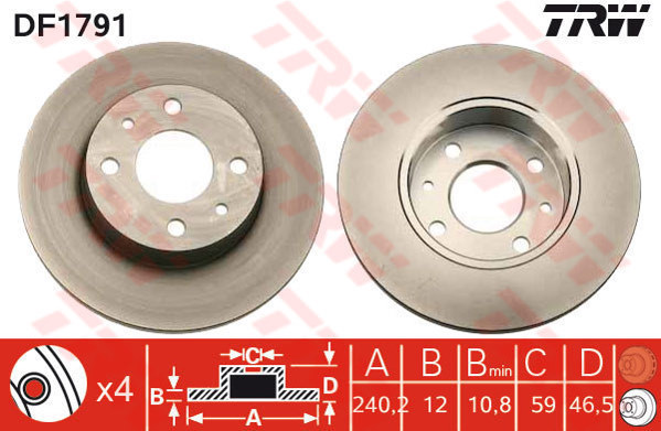 445753851 ON FREN DISKI TEMPRA-TIPO-MAREA-BRAVA-BRAVO 96 ALFA ROMEO 145-146 LANCIA DELTA-YPSILON 257x12x4DL 46820655-71738373-7663466-46554302