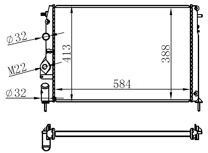 461240715 RADYATÖR VECTRA C-SIGNUM 1.6-1.8 16V 02 AC KLİMASIZ MEK 650x415x23 1300244-24418338