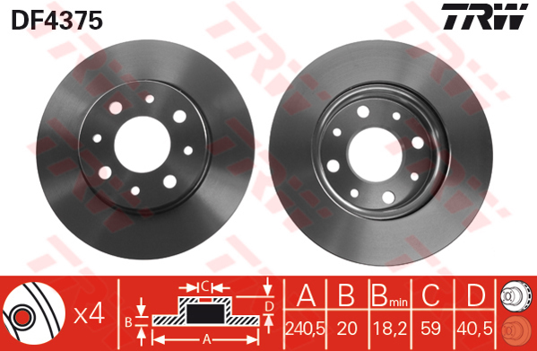 497387230 ON FREN DISKI TEMPRA-TIPO-MAREA-BRAVA-BRAVO 96 ALFA ROMEO 145-146 LANCIA DELTA-YPSILON 257x12x4DL 46820655-71738373-7663466-46554302