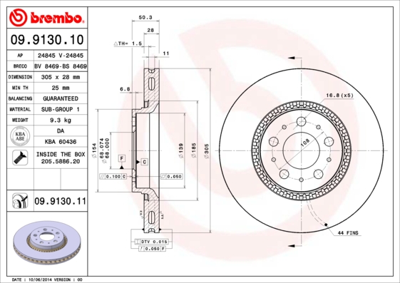 545612837 ON FREN DISK AYNA VOLVO S60 I 2.0 T -2.4 00 10 V70 II 2.4 05 08 XC90 I D3 / D5 09 14 30636074-30736406-31423325-30636074