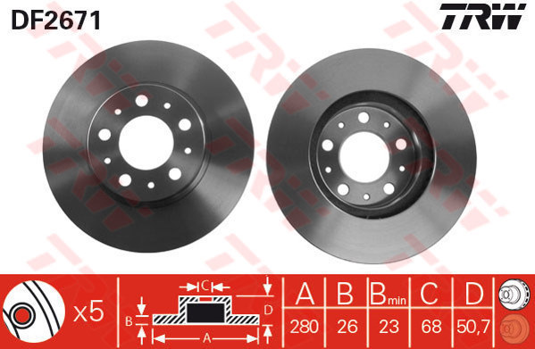 582113381 ON FREN DISK AYNA VOLVO S60 I 2.0 T -2.4 00 10 V70 II 2.4 05 08 XC90 I D3 / D5 09 14 30636074-30736406-31423325-30636074