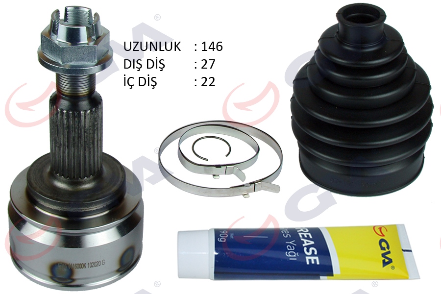 636873774 AKS KAFASI DIŞ ÖN COROLLA E9/E10/E11 1.3/1.6i 92-02 ABS Lİ 48 DİŞ 26x23x56 151.5mm 4341012191-4341020444-4342020111