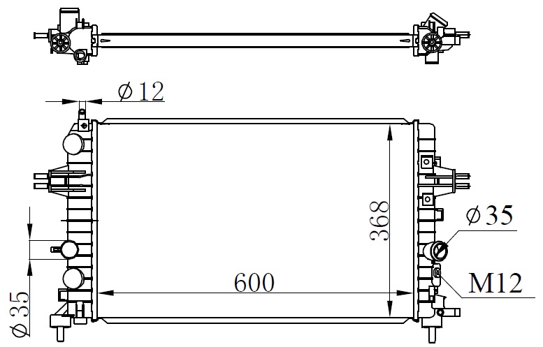 659333964 RADYATÖR ASTRA H- ZAFIRA 1.6-1.8 AC KLİMASIZ MEK 602x369x16 13170110-1300266-13145211