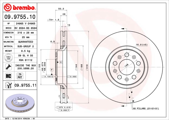 764294635 ON FREN DISK AYNA VOLVO S60 I 2.0 T -2.4 00 10 V70 II 2.4 05 08 XC90 I D3 / D5 09 14 30636074-30736406-31423325-30636074