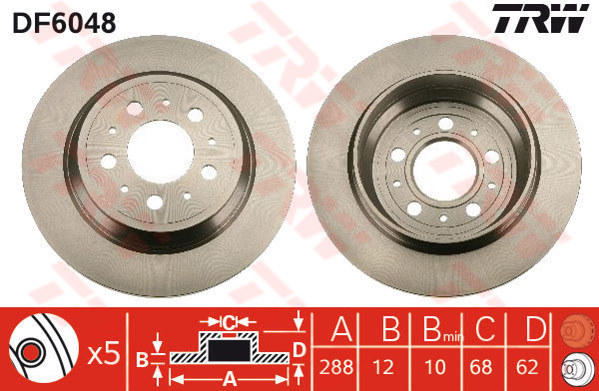 834231085 ARKA FREN AYNASI VOLVO XC90 2.5T-3.2AWD-D3-D5-T6 2002 2012 17 JANT 308x20x5DLxHAVALI 986479320-DF4338 8624926-31423152