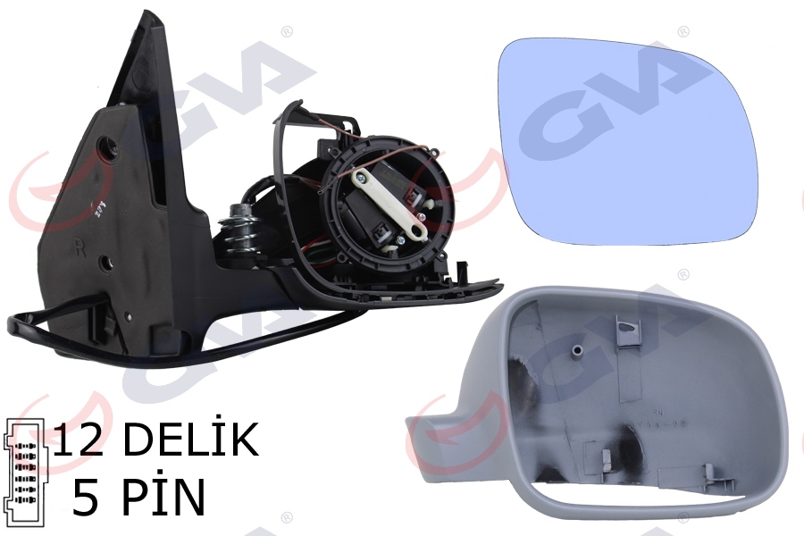 873913380 DIŞ DİKİZ AYNASI SAĞ POLO 05 ELEKTRİKLİ ISITMALI KONVEKS 5 FİŞ VM-377EHR 6Q1857508P-6Q1857508AE9B9