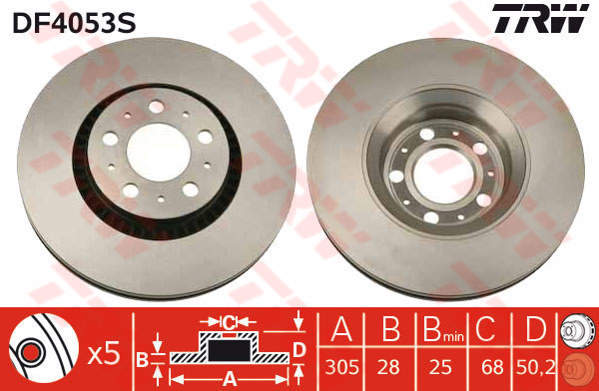 905795280 ON FREN DISK AYNA VOLVO S60 I 2.0 T -2.4 00 10 V70 II 2.4 05 08 XC90 I D3 / D5 09 14 30636074-30736406-31423325-30636074