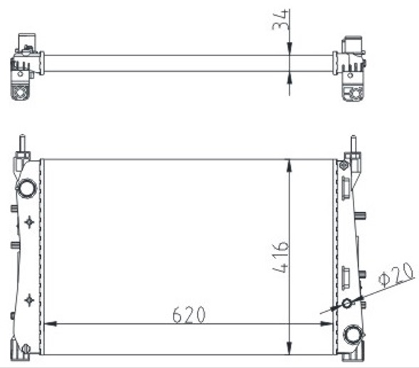 993629971 RADYATÖR MEK. LINEA 1.3 JTD AC KLİMASIZ MEK 620x416x34 51785217-51852517