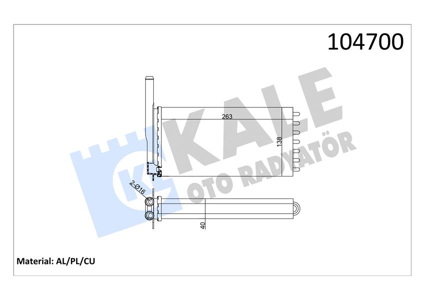 124484283 KALORİFER RADYATÖRÜ AUDI A6 4G2 10 A7 4GA 10 A8 4H2 09 2.0TFSI 3.0TDI BORUSUZ KELEPÇELİ 134X279X26 4H0898037