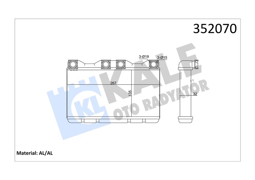 383891058 KALORİFER RADYATÖRÜ GOLF 7-PASSAT-TIGUAN-CRAFTER-OCTAVIA-SUPERB-ATECA-Q3 13 164X167X26 5Q0819031A