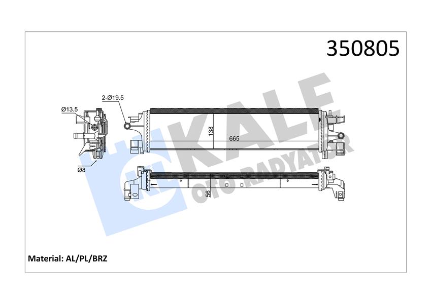 458099011 TURBO RADYATÖRÜ INTERCOOLER RENAULT CLIO V 1.0TCE 20 NISSAN MICRA V BRAZING 255x217x50 144966668R