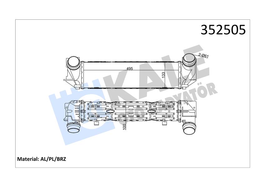 547721510 TURBO RADYATÖRÜ RENAULT TRAFIC III-OPEL VIVARO 1.6DCI 650x157x64 144960050R-93868349-144962019R