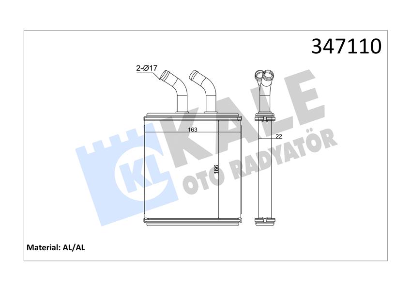 555960677 KALORİFER RDAYATÖRÜ BRAZİNG ACCENT 94-99 -GETZ 1.3 02-06 167x165x26 9722122000-9722122001