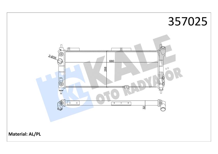 590494927 SU RADYATÖRÜ OPEL CORSA B-COMBO-TIGRA 1.2I 1.4I 1.6I 16V 93 AT AC MEKANİK 680x268x32 1300152-1300153-52459322