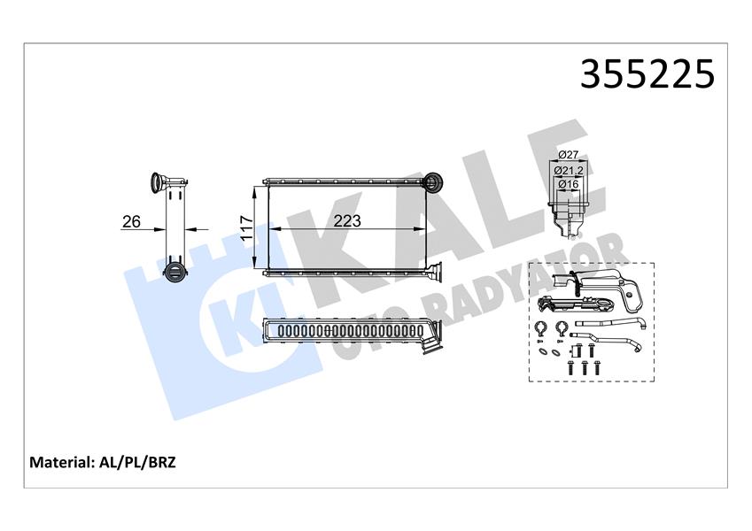 627112425 KALORİFER RADYATÖRÜ PSA C1. 108. AYGO 1611283980-1611284180-87050YV030