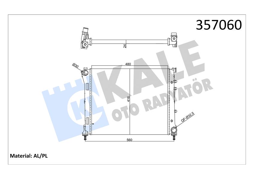 715626554 SU RADYATÖRÜ OPEL CORSA B-COMBO-TIGRA 1.2I 1.4I 1.6I 16V 93 AT AC MEKANİK 680x268x32 1300152-1300153-52459322