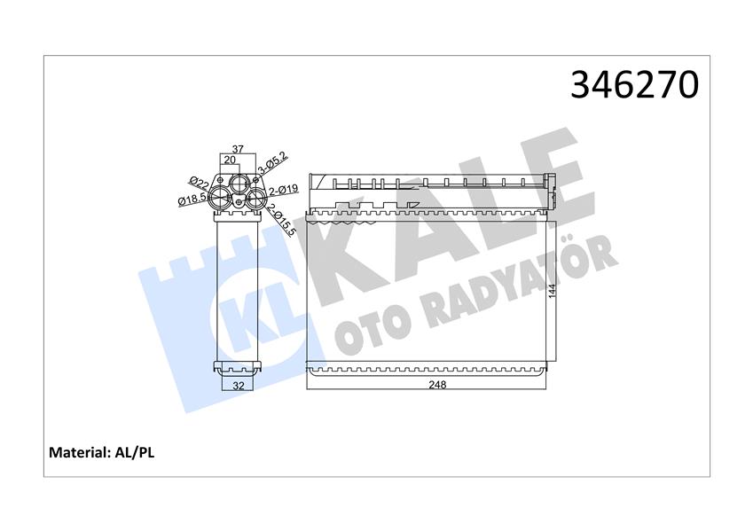 738037810 KALORİFER RADYATÖRÜ GOLF 7-PASSAT-TIGUAN-CRAFTER-OCTAVIA-SUPERB-ATECA-Q3 13 164X167X26 5Q0819031A