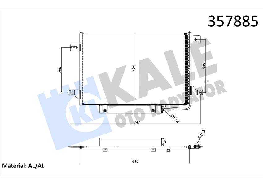 915256811 KONDENSER ALFA ROMEO 145-146-155-FIAT BARCHETTA-COUPE-TEMPRA-TIPO-LANCIA DEDRA-DELTA 2 AL/MKNK 46531411-46735394-60810250-60811595